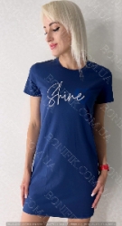 Домашня жіноча синя сукня "Shine" (16323) (арт. 1761)