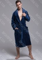 Чоловічий синій халат велсофт з поясом (90055) (арт. 1202)