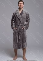 Чоловічий сірий халат велсофт (90054) (арт. 1202)