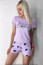 Жіночий комплект (футболка+шорти) "Lavender Puppies" (12062) арт. 1759
